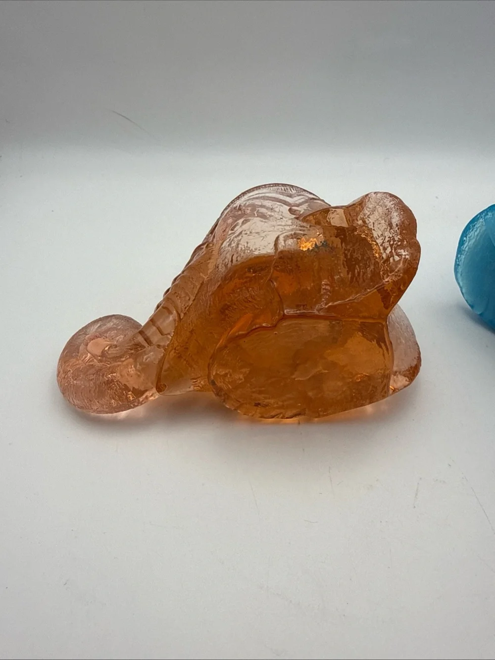 Pair 2 Boyds Glass Elephant Head Toothpick Jewelry Holder Slag Blue & Clear Pink